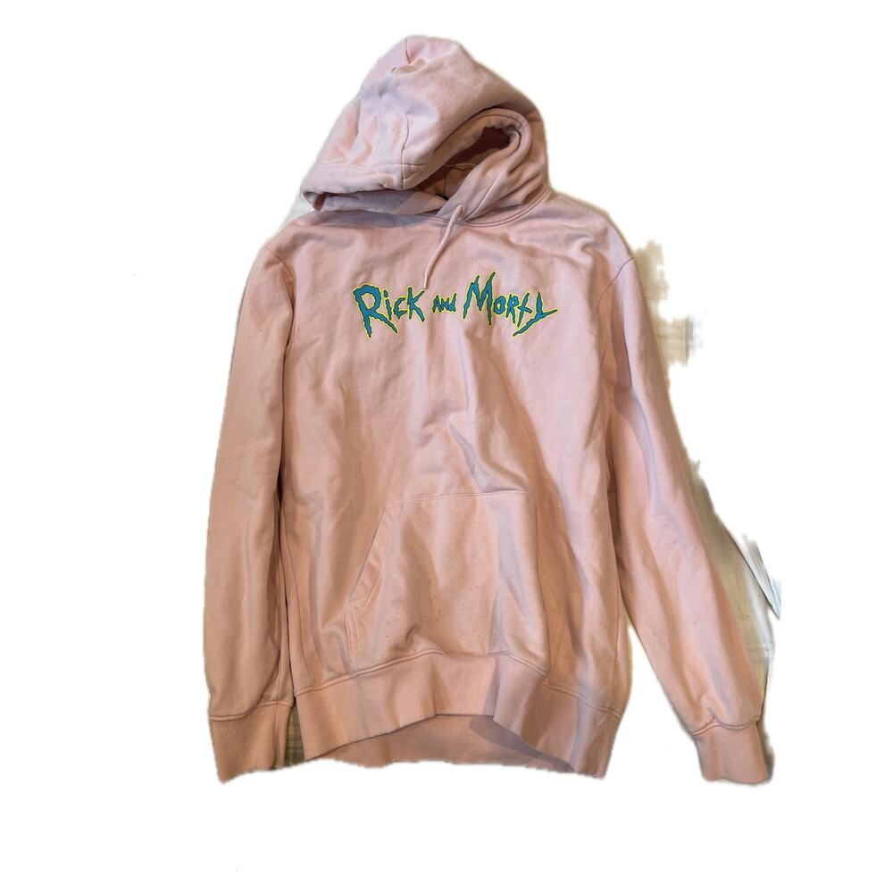 H&M Rick and Morty Pink Pullover Hoodie Mens S